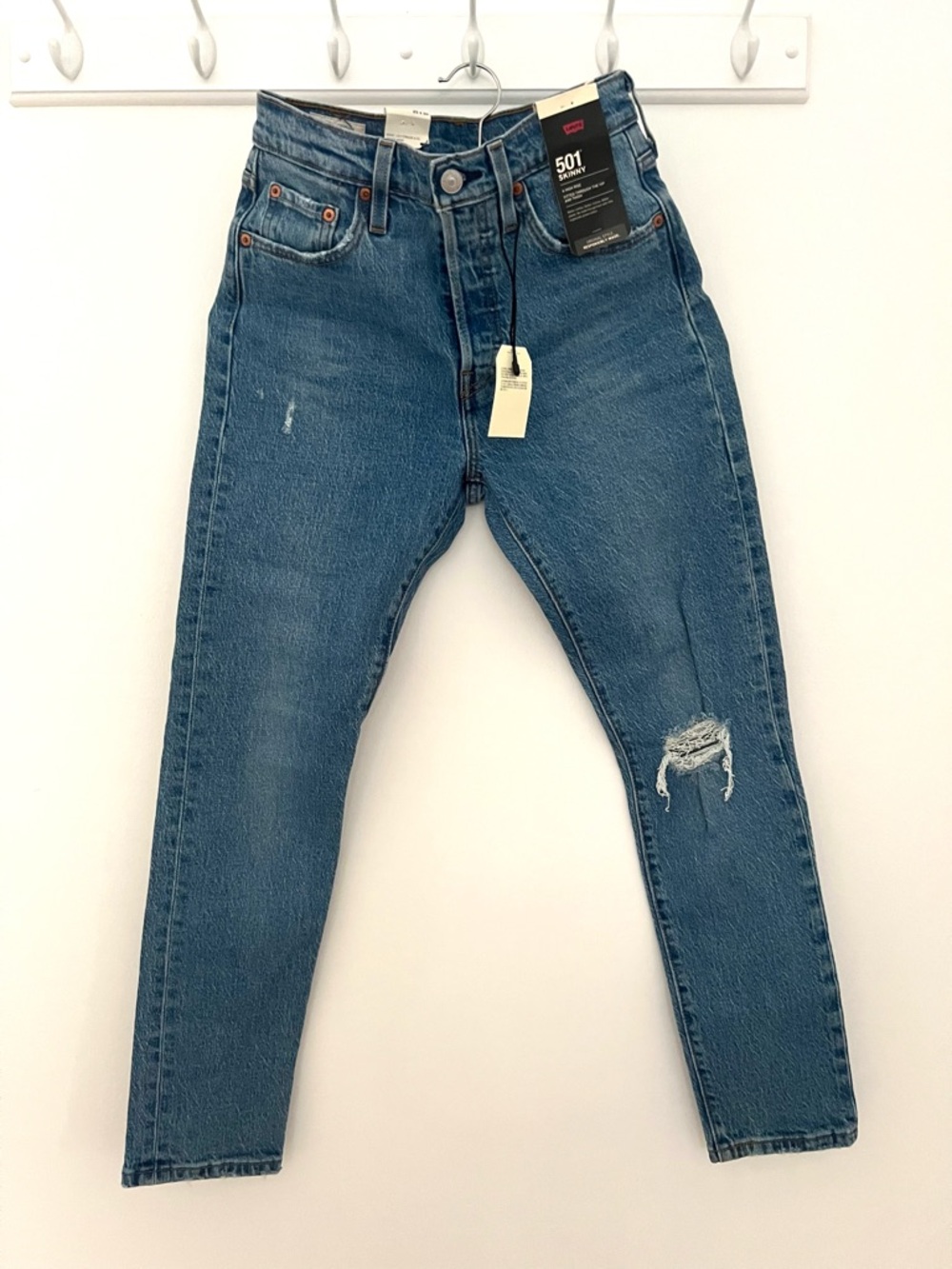 Levi's High Rise Skinny Distressed Jeans Blue Size 25 x 28
